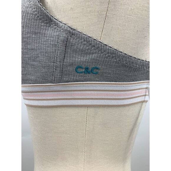 C & C California Women's Wireless Bra Plunge Ribbed Heather Grey 294295 Size 34B - Picture 4 of 10